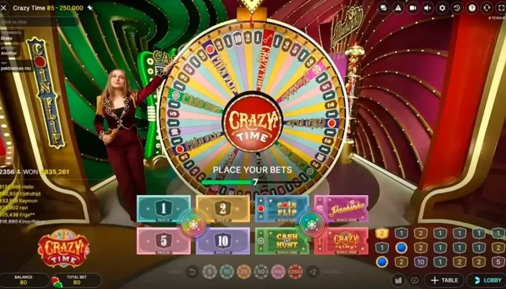 Crazy Time Live Round History and Multiplier Segment Distribution